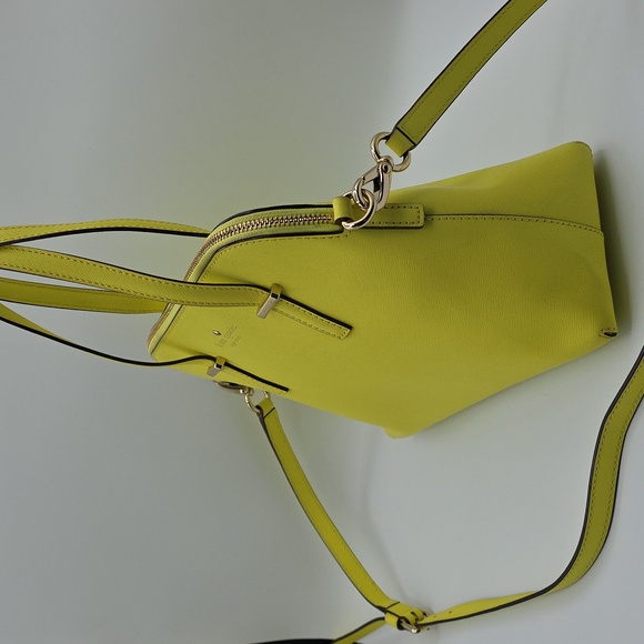Kate Spade Neon Yellow Leather Cedar Street Maise Satchel w/Crossbody Strap - Picture 3 of 12